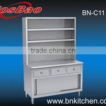 Stainless Steel Bench Cabinet with Over Shelves