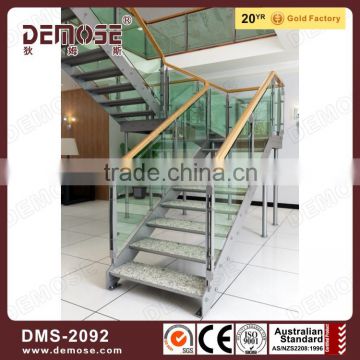 long outdoor metal wooden staircase