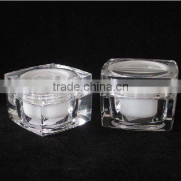 15ml/30ml transparent cream jar, made of Acrylic and PP,square cream jar