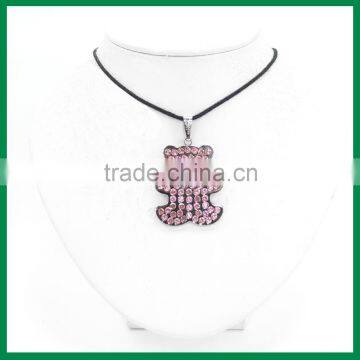 Bear With Shiny Crystal Pendant Cutie Necklace photo-2