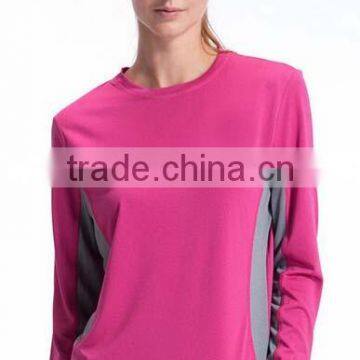 High quality custom o neck dry fit ladies long sleeve t shirt