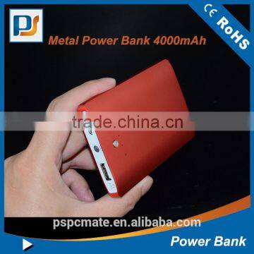 Super slim Aluminium phone power bank 4000mah with Led torch