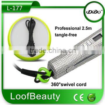 Bling Crystal Hair Straightener 1 Inch 100% Titanium Heating Plate Welded Frame, Piano Coating photo-4