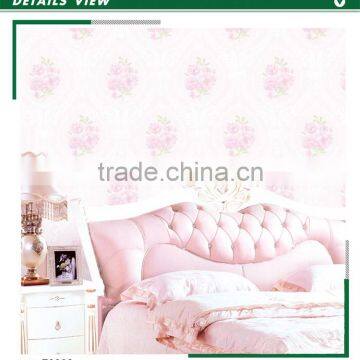 latest foaming non woven wallpaper, pastoral flower wall paper for wedding house , decor wall covering wholesaler