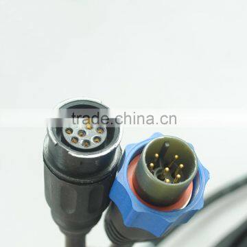 Customized male to female electrical waterproof cable connector 2pin to 10pin