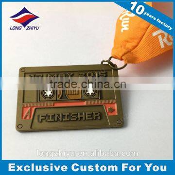 Novelty customized factory direct sale metal medal with ribbon