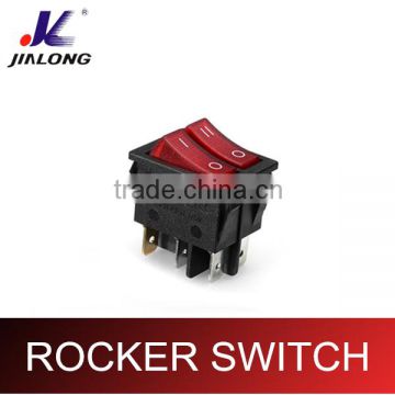 waterproof4pins 6pins rocker switch with lamp/light illuminated on-on double button DPST big current 6P 16A 250V AC KCD4-202NC-2