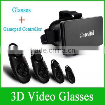 2015 Virtual Reality 3D Glasses Google Cardboard VR Headset With Bluetooth Gamepad Controller For 3.5-5.7" Smartphone Oculus Rft