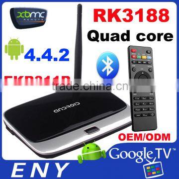 R&D Factory Rockchip3188T 1GB/8GB Quad Core Mali-400 1.6GHz SPDIF Bluetooth4.0 Android Ott Tv Box