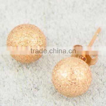 Stainless Steel Earrings with IP Rose Gold Plating Ball Stud Earring