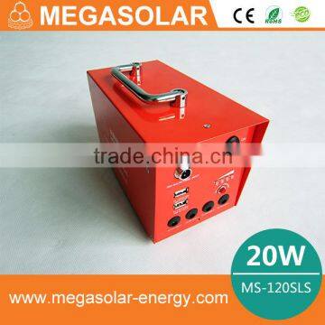 2016 20W Portable Solar Lighting System With DC Output and Usb Charger Port