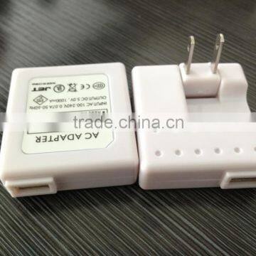 US folding plug ultrathin travel charger input AC100-240V output 5V1000MA