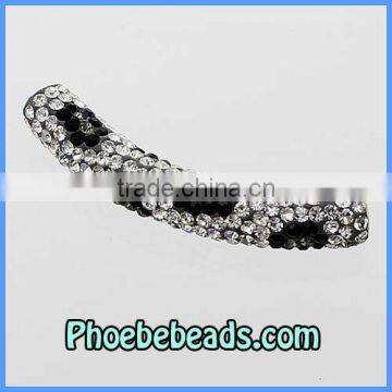 Wholesale Sparkling CZ Crystal Rhinestone Tube Beads Long Curved Charms Jewelry Findings For DIY Bracelet CTB-036