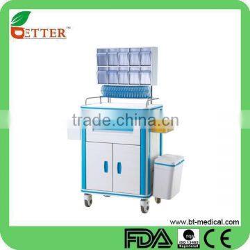 Aluminum and ABS Medical Crash Cart or Anesthesia trolley with IV pole