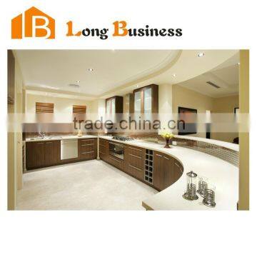 LB-JX1160 Wood veneer Modern Kitchen Cabinet with round corner