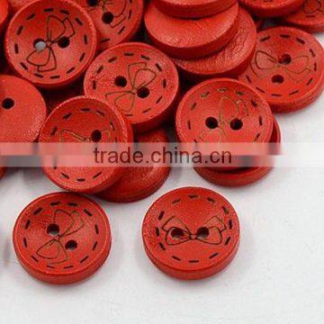 Red XMAS Custom Buttons 18mm Round Wood Button Wholesalers(X-BUTT-A028-28L-01)