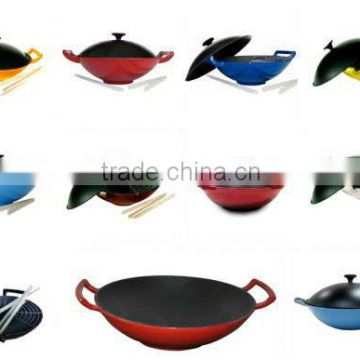 cast iron colorful wok