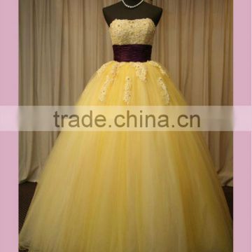 Special price princess style yellow evening dress in turkey