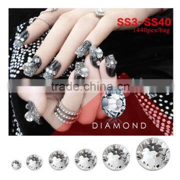 1440pcs SS3 to SS40 Clear Crystal Stone flatback Nail Art Rhinestone