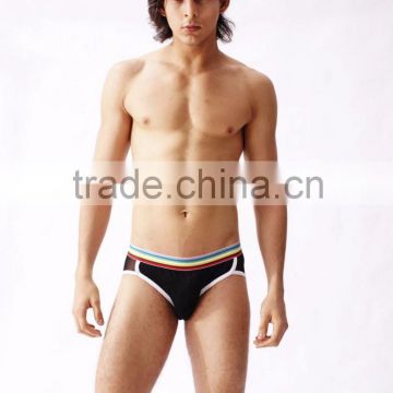 Hot Sale Men's Breathable Transparent Tight Cotton Slip Brief with Mesh on the Back Underwear Young Boy Shorts