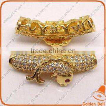 BJ4516 tube micro pave beads with fish pattern