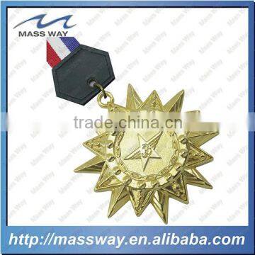 custom embossed metal gold star shape award custom 3D medal