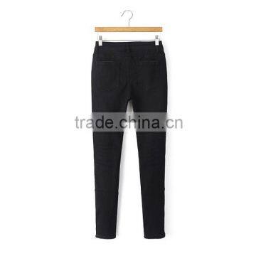 cheap china wholesale clothing burn out zipped front denim pant