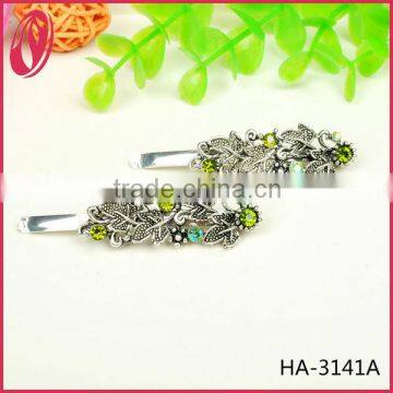 Mini double vintage metal hair clips rhinestone hair pins