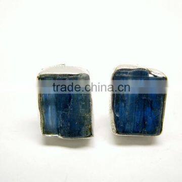 Blue Kyanite Raw Gemstone Stud 925 Sterling Silver Earring Jewelry, Rough Gemstone Stud Earrings, Designer Gemstone Jewelry