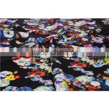 Blooming flower print design polyester spandex moss crepe floral fabric