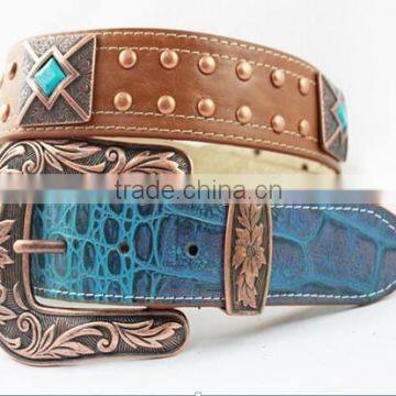 Western rhinestone turquoise concho belt cowgirl bling leather belt