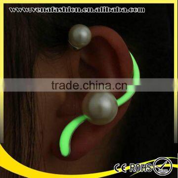 glow in the night ear cuff flat stud earring pearl