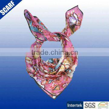 2016 girls fashion and soft printed silk foulard square scarf