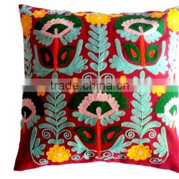 RTHCC-43 Colorful New Designer Floral Embroidery Jaipur Pure Cotton Export Quality Suzani cushion covers Christmas Decoration