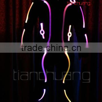 Remote & DMX512 controlled full color LED fiber optic tron dance costumes