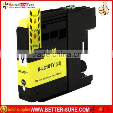 Premium LC101 Yellow for brother compatible inkjet cartridge LC101XL with original printing performance