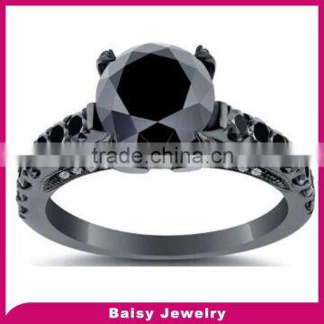 wholesale Fashion Jewelry diamond 925 silver ring with black stone