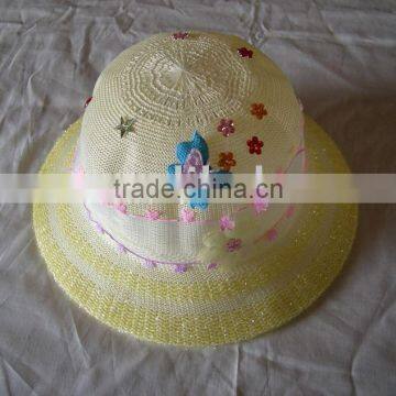 Summer yellow summer knitted child bucket hat