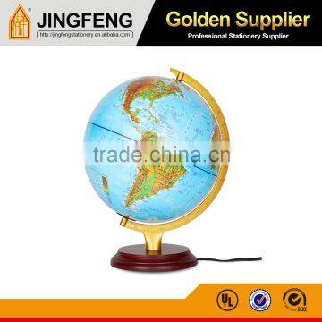 32cm PVC World Globe Plastic Globe Iron Ruler Wooden Base Administative and Terrain Globe