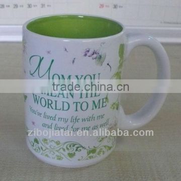 Inner Green Glazed Stoneware Promotional Gift Mug for Mother's Day