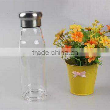 450ML China Manufacturer Hand Made Unique Shape Single Wall Glass Water Bottle With Stainless Steel Lid And Thick Bottom