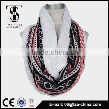 Winter acrylic fashion accessories desiign fur faux knitted scarf