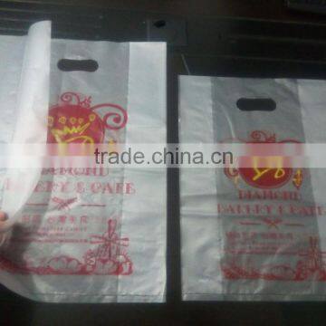 Natural Color HDPE/PO Die Cut Handle Bag With Side Gusset For Food Shop