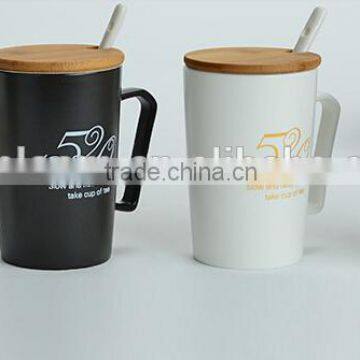 creative simple hot-selling 520 and 1314 black and white lovers matte ceramic mug