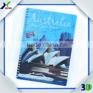 2016 Custom Printed PP Cover Spiral 3D Lenticular Notebook