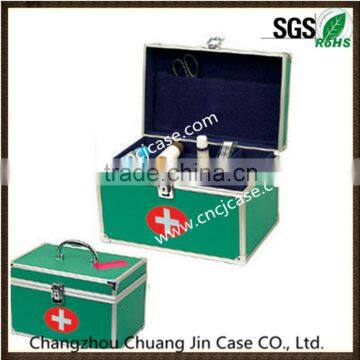 Green aluminum medical first aid case with lock