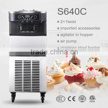 floor model three flavor touch screen ice cream machine with dispenser