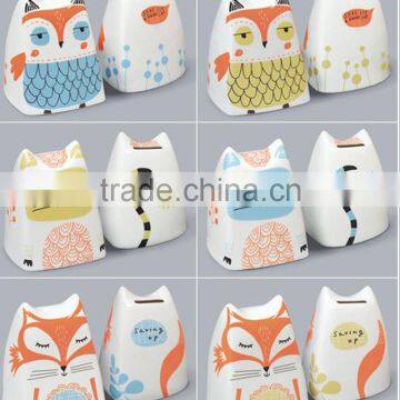 Cute animal piggy bank ceramic OEM welcome