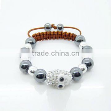 Unity Shamballa Bracelets Brown Rope White Diamond Bracelets KSHLXL-85