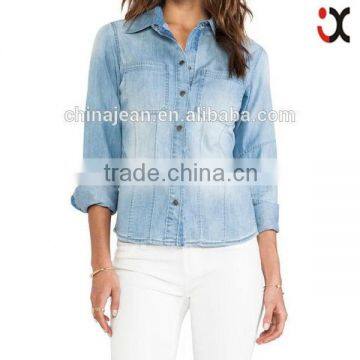 skinny denim shirts fashionable shirts for girls JXF042